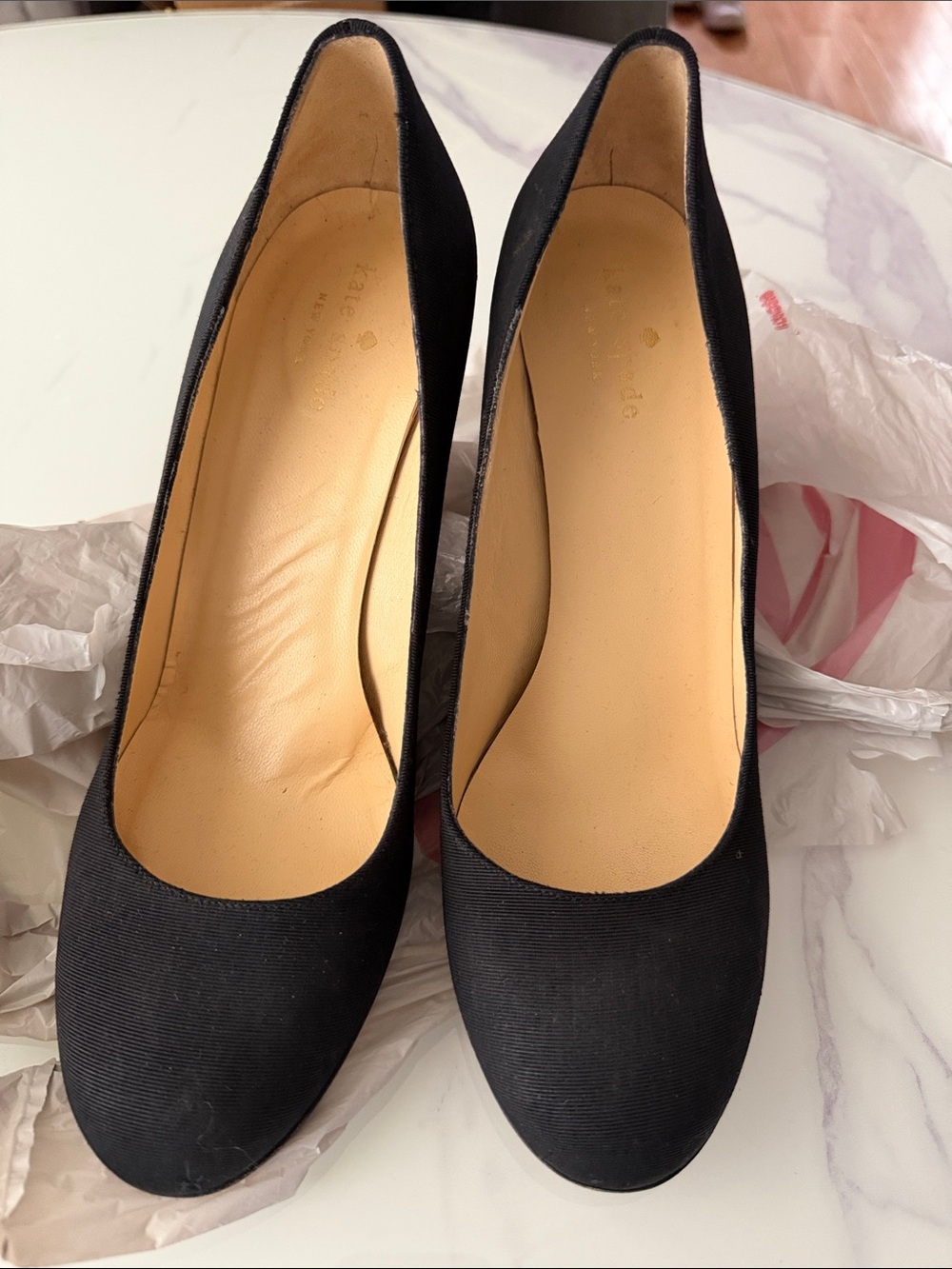 kate spade Black Round-Toe Fabric Pumps